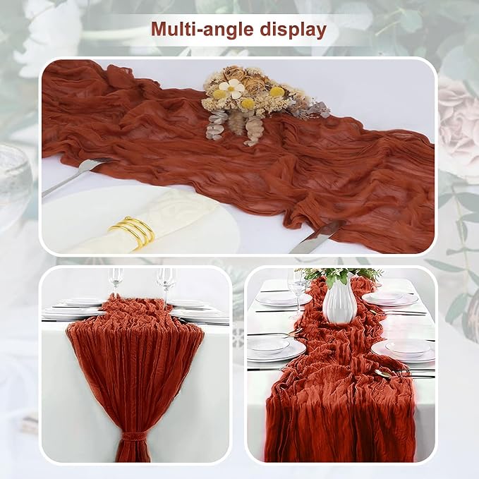 12 Pack Terracotta Christmas Cheesecloth Table Runner 35x120 Inch 10Ft Rustic - Image 6