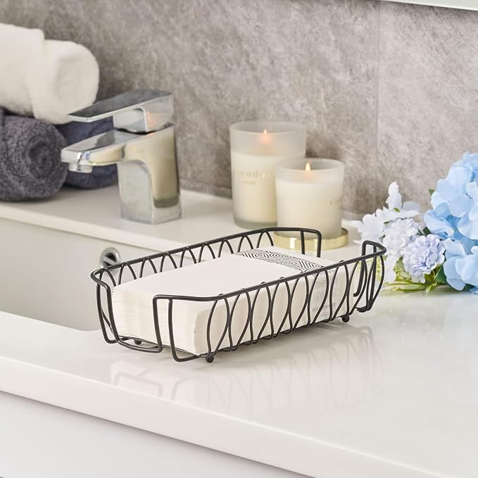 Guest Hand Towel Holder Tray for Bathroom Countertop, Powder Room & Vanity Use - Image 4
