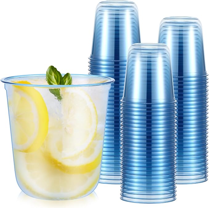 Ziliny 50 Pcs Disposable Stemless Glasses 12oz Crystal Plastic Wine Glasses by Ziliny