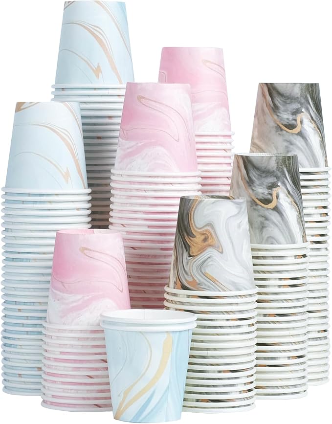300 Pack 3oz Disposable Paper Cups, Small Bathroom Cups | Mini Bath Cups by Huifany