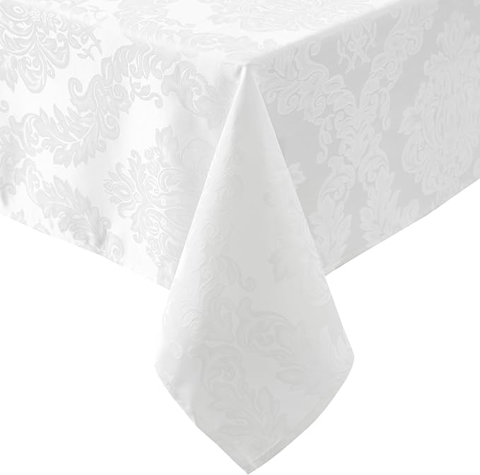 Newbridge Barcelona Luxury Damask Fabric Tablecloth, 60” Wide x 120” Oval - Image 9