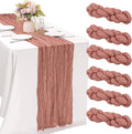 6 Pieces Dark Rose 10FT Cheesecloth Table Runner Boho Gauze Fabric Table Runner by JALANCY