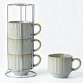 HASENSE Stackable Coffee Mugs, 15 Oz Ceramic Coffee Mugs by Hasense