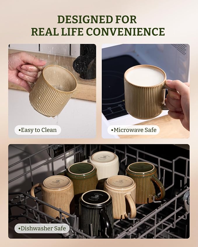 famiware Coffee Mug Set for 6, Star 12 oz Catering Mugs Cup Set - Image 7