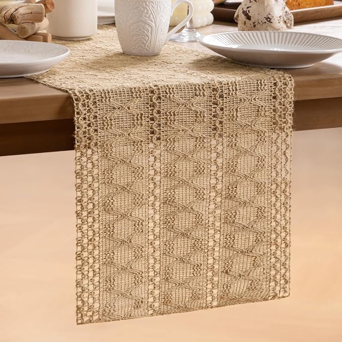 MLMW Boho Table Runner 36 inches Small Coffee Table Runner Rustic Burlap - Image 7