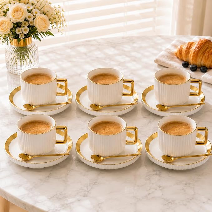 Ceramic Coffee Cup and Saucer Set - Image 6