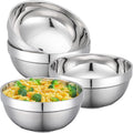 Stainless Steel Bowls, 4 Pack 7in 52.4oz 1550ml Large SUS304 Double Wall Insulated Stackable Metal Hot Soup Bowl Containers for Dishes Serving Cereal Snacks Ice Cream Food Rice Salad
