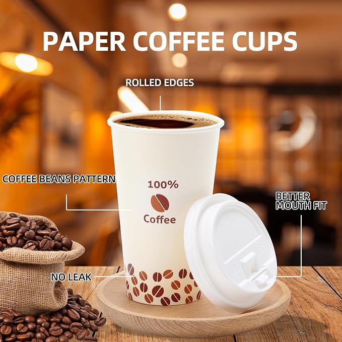 Tamone 100 PACK 12OZ Disposable Coffee Cups - Image 3