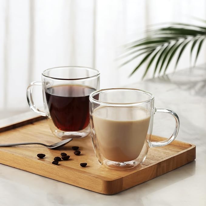 CNGLASS Large Double Wall Glass Coffee Mug 17 oz, Insulated Glass Coffee Cups - Image 3