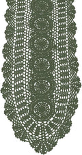 Cotton Handmade Crochet Lace Table Runner Olive Green 12x48 Inch | Oval by KEPSWET