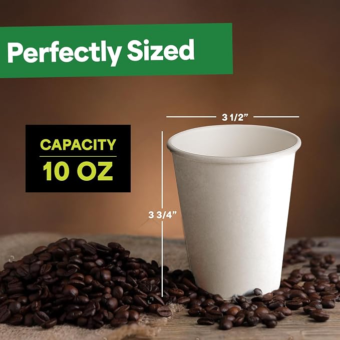 EconoHome 10 oz 100 Pack Disposable Coffee Paper Cups - Image 3