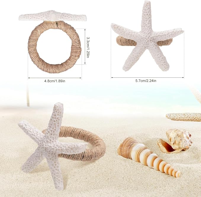 6pcs Starfish Napkin Rings - Image 2
