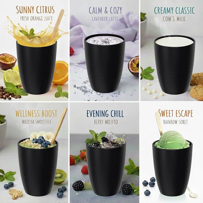 Wheat Straw Drinking Glasses Set of 6, Unbreakable 12 OZ Small Drinking Glasses - Image 4