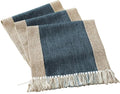 Rustic Table Runner with Fringe 15 x 108 Inches Long Blue | Natural Elegant by HomeyHo