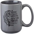 Christian Art Gifts Lion Gray Ceramic Coffee Mug – 14 oz. Microwave and by ChristianArtGifts