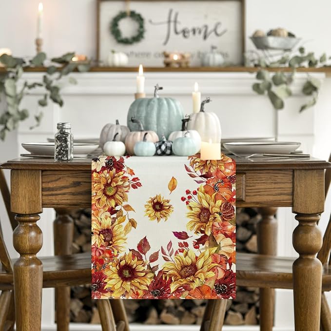 Artoid Mode 210 GSM Fall Table Runner 13x108 Inch Home Party Decor | Sunflower - Image 2