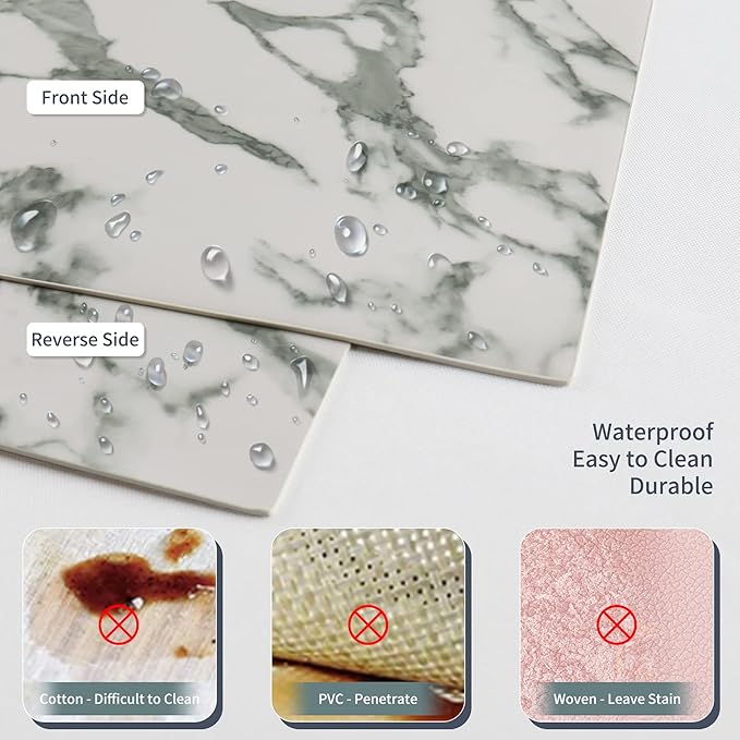 Leather Placemats Set of 6, Marble Placemats for Dinner Table Mats Heat Resistant Placemats Washable Insulation Table Mat Kitchen Marble Place Mats Nordic Style