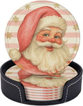 Pink Christmas Santa Claus Striped Coasters by KiuLoam