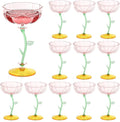 12 Pcs Pink Plastic Ribbed Coupe Glasses Detachable 7oz Flower Cocktail Glasses by Unknown
