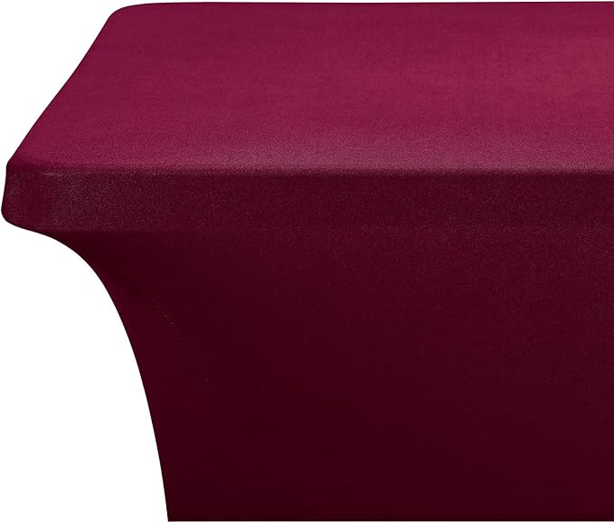 LZY Spandex Table Covers 6 Feet, Stretch/Fitted Table Covers for 6 Feet Folding Table, Rectangular Spandex Table Cloths for Wedding Party or Event (6FT-2PCS, Burgundy)