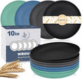 Unbreakable Dinner Plate Sets for 8-10 Inch Reusable Wheat Straw Plates by WROVA