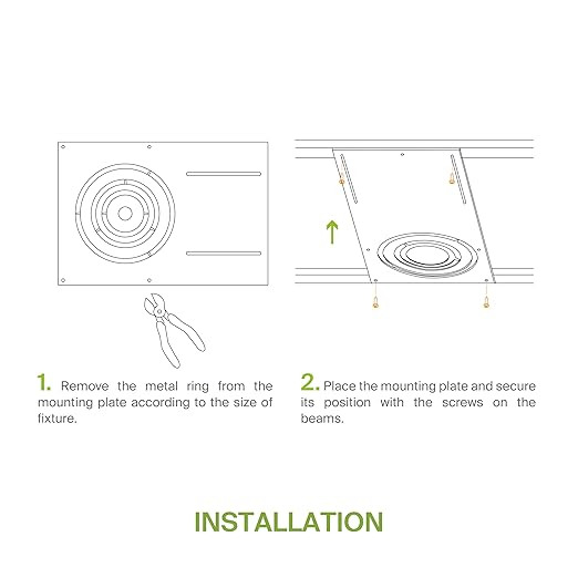 ASD 18 Inch New Construction Mounting Plate with Asymmetric Round Hole - 3/4/6 Inch Flat Steel Rough in Wafer Light Bracket, Shallow LED Recessed Lighting Housing, 6 Pack