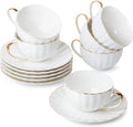 BTaT- Cappuccino Cups with Saucers 7 oz, Dishwasher Safe by BrewToATea