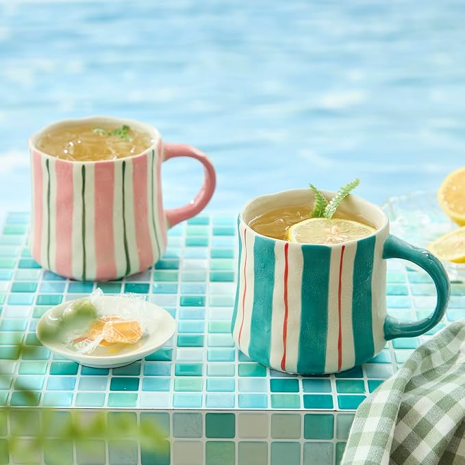 Hand-Painted Ceramic Coffee Mugs Set of 4 – 16oz Large Capacity Artistic Tea - Image 6