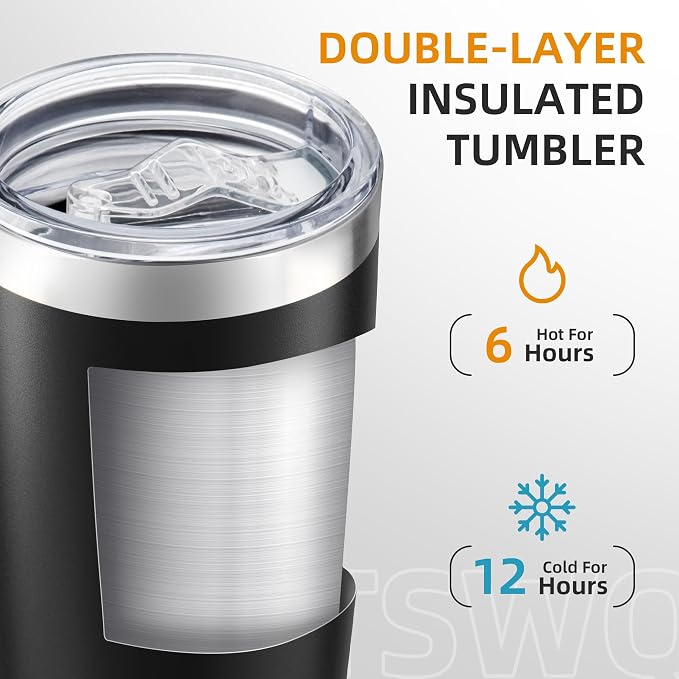 20oz Tumbler Bulk with Lid Stainless Steel Tumblers, 6 Pack | Leak Proof Lid - Image 2