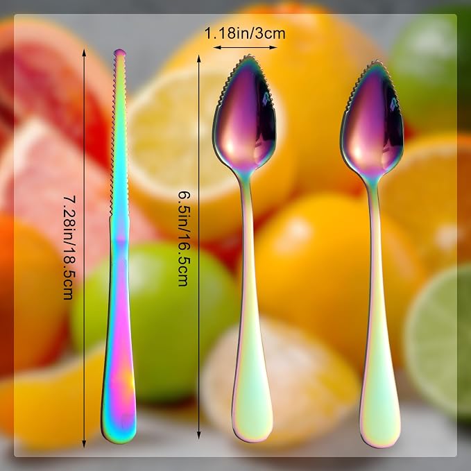 3pcs Serrated Grapefruit Spoons and Knife Set, Stainless Steel Grapefruit - Image 2