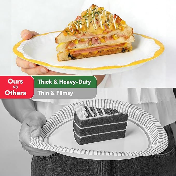 Plates Disposable Heavy Duty 9 Inch, Holiday Paper Plates for Dinner, Heavy Duty Paper Plates for Everyday Breakfast, Lunch, & Dinner Meals, Paper Household Supplies 152PCS