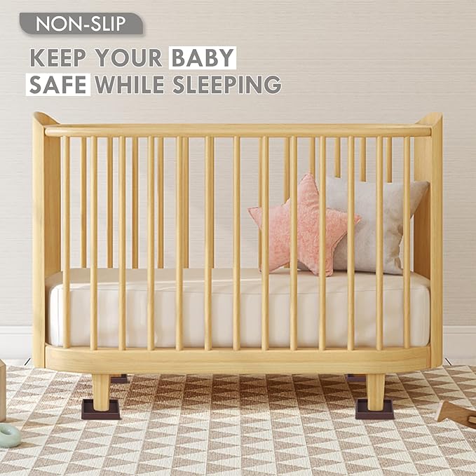 5X5 Rubber Caster Cups, Non Slip Furniture Pads, Anti-Slip Gripper, Anti Skid Furniture Feet, Anti Slide Floor Protector for Bed Couch Stoppers - 4 Pack Brown