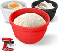 Silicone Kitchen Aid Bowl Liners - 3-Pack Foldable Mixing Bowl Inserts with Lids for Kitchenaid Tilt-Head 5 qt Mixers Non‑Stick Stand Mixer Accessories Red Black white