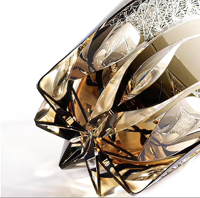 Hand-Cut Crystal Whiskey Glass, 320ml Edo Style, Ideal for Cocktails, Vodka, and Beer - Unique Drinking Glasses (Style 1,Set of 3)