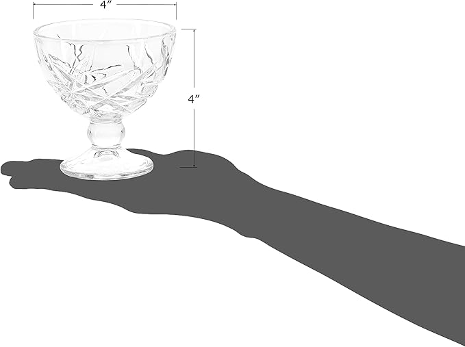 Red Co. Classic Footed Dessert Cups, Premium Crystal Clear Glass Ice Cream Bowls - Perfect for Parfait Fruit Salad or Pudding, Set of 6, 9 OZ