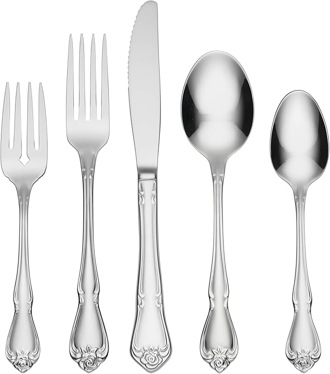 Oneida Silverware Set, True Rose 20-Piece Everyday Flatware Set, Service by Oneida