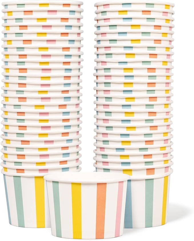 MATICAN Paper Ice Cream Cups, 50-Count 9-Oz Disposable Dessert, Snack Bowls by MATICAN