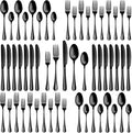 40 Pcs Black Silverware Set, Stainless Steel Flatware Set by WISKEMA