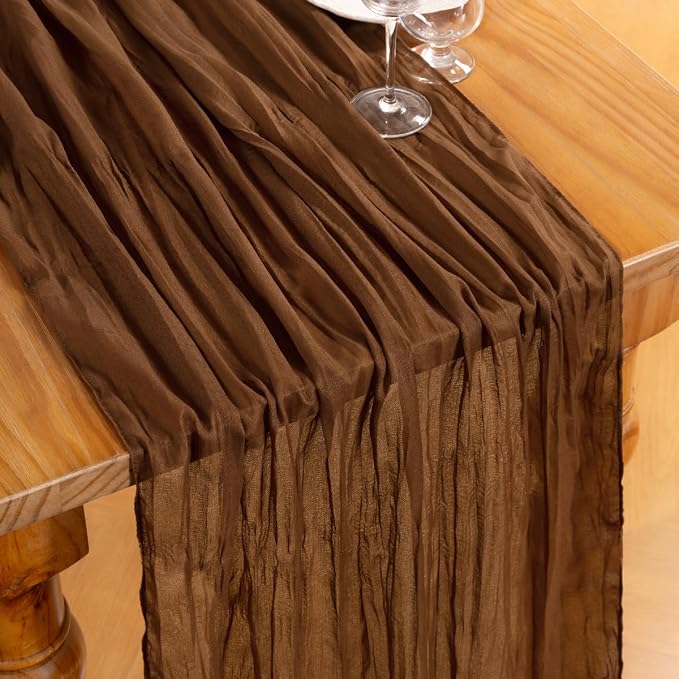 DeZerlor Brown Cheesecloth Table Runners 6 Pack Fall Runners | 120Inch Gauze - Image 2