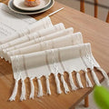 Ivory White Rustic Linen Table Runner 72 Inches Long by Niviy