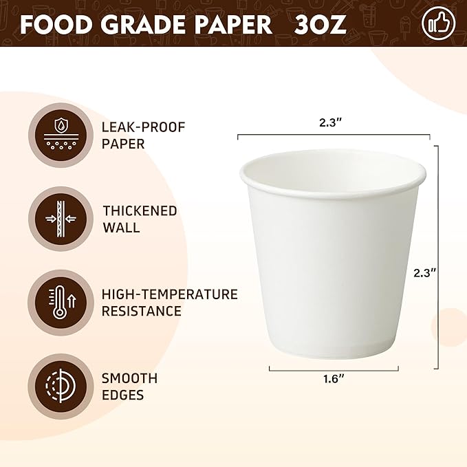 YEEHAW 3 oz 300 Pack Small White Disposable Paper Cups | - Image 2