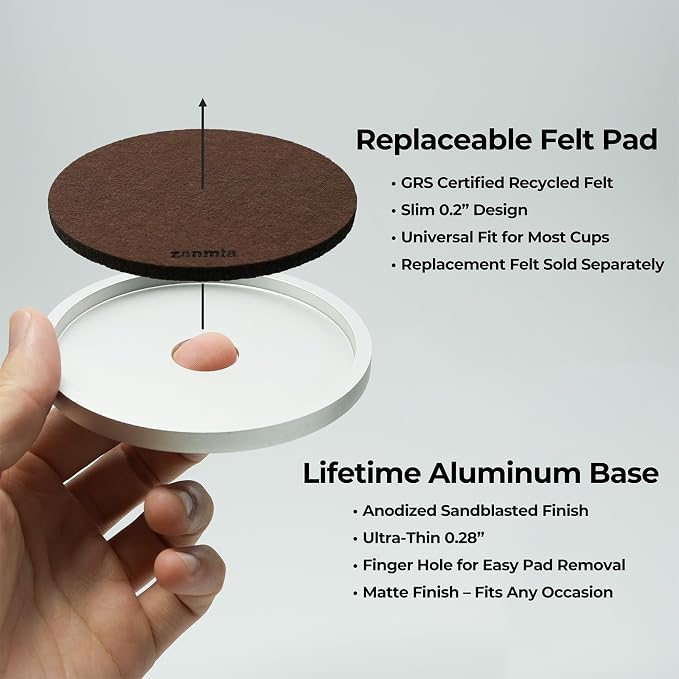 Brown Metal Coaster Set, Replaceable Absorbent Felt Pads, Non-Slip - Image 3