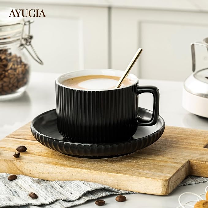8 Ounce Cappuccino Cups Set of 4, Latte Mugs - Image 7