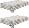 misaya 2 Pack Waterproof Vinyl Table Cloth, Buffalo Flannel Backed Tablecloth, Wipeable Plastic Table Cover for Dinner, Kitchen, Outdoor (60" x 84", Khaki and White)