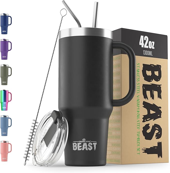 Beast 42 oz Tumbler with Handle Stainless Steel Vacuum Insulated Coffee Ice Cup by GreensSteel