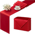 Manyshofu Red Satin Table Runner 12x108 by Manyshofu