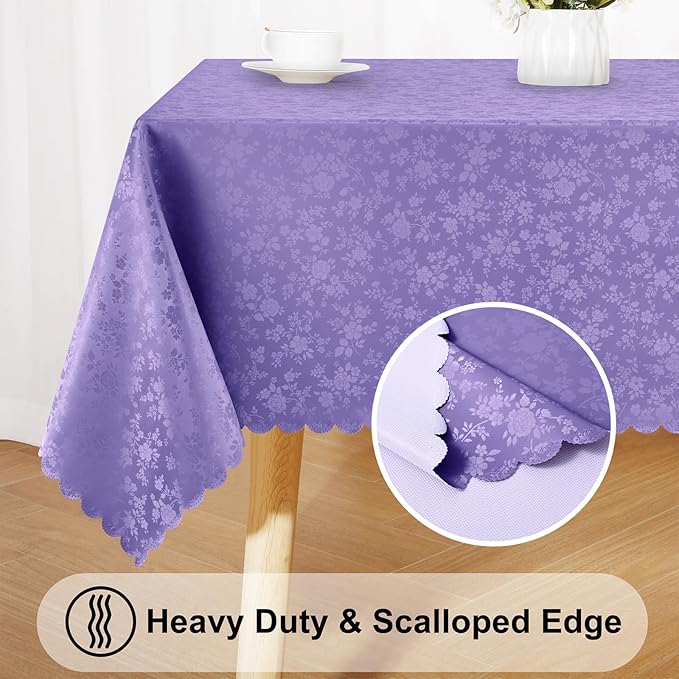 Smiry Round Table Cloth, Waterproof Heavy Duty Vinyl Tablecloths, Wipeable Washable Table Cover for Kitchen and Dining Room (Purple, 70" Round)