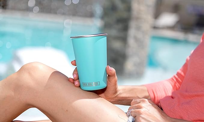 Real Deal Steel Party Pints: 16 oz Pint Cups, Stackable Tumblers, Eco Friendly Premium Metal Drinking Glasses