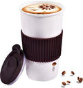 Ceramic Travel Mug, Double Wall Insulated Takeaway 12 oz Coffee Cup by fMSDD