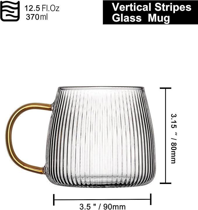 Premium Unique Glass Coffee Mugs Set of 2 Fancy Cups - Image 2